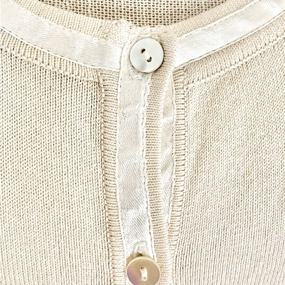 CAbi Tan Cardigan w/ Ribbon Edging - Picture 5 of 15